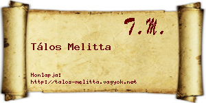 Tálos Melitta névjegykártya
